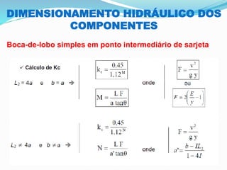 DIMENSIONAMENTO HIDRÁULICO DOS
COMPONENTES
Boca-de-lobo simples em ponto intermediário de sarjeta
 