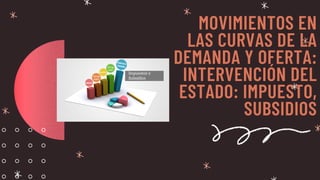 MOVIMIENTOS EN
LAS CURVAS DE LA
DEMANDA Y OFERTA:
INTERVENCIÓN DEL
ESTADO: IMPUESTO,
SUBSIDIOS
 