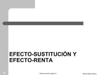 EFECTO-SUSTITUCIÓN Y
EFECTO-RENTA
Manuel Salas VelascoMicroeconomía. Capítulo 213
 