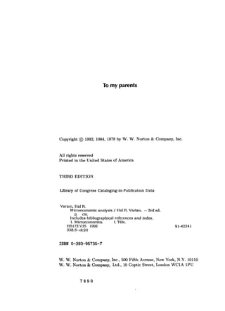 Microeconomic analysis 3d hal varian