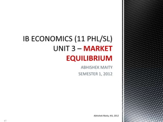 ABHISHEK MAITY
SEMESTER 1, 2012
MARKET
EQUILIBRIUM
Abhishek Maity, KIS, 2012
67
 