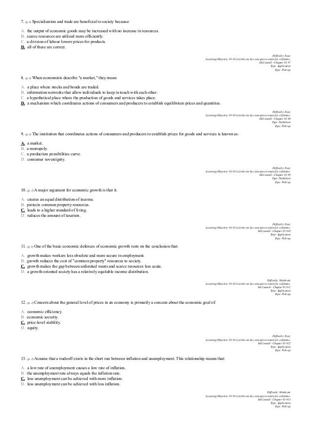 Microeconomics 13th Edition McConnell Test Bank