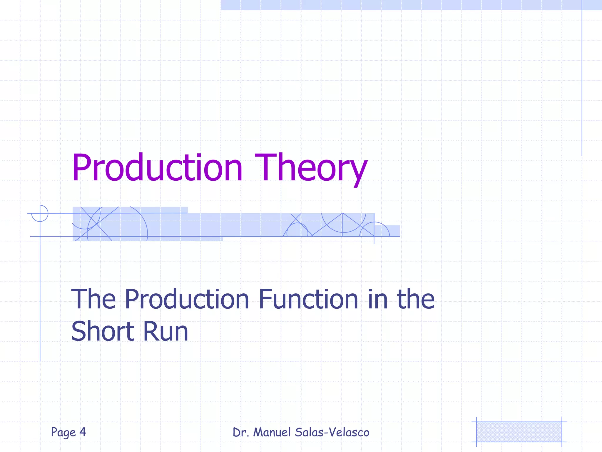 Production Theory
The Production Function in the
Short Run
Dr. Manuel Salas-VelascoPage 4
 
