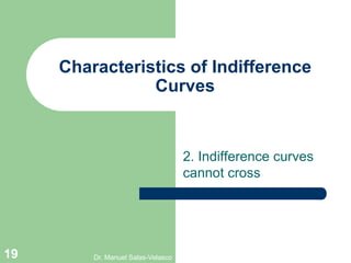 Characteristics of Indifference
Curves
2. Indifference curves
cannot cross
Dr. Manuel Salas-Velasco19
 