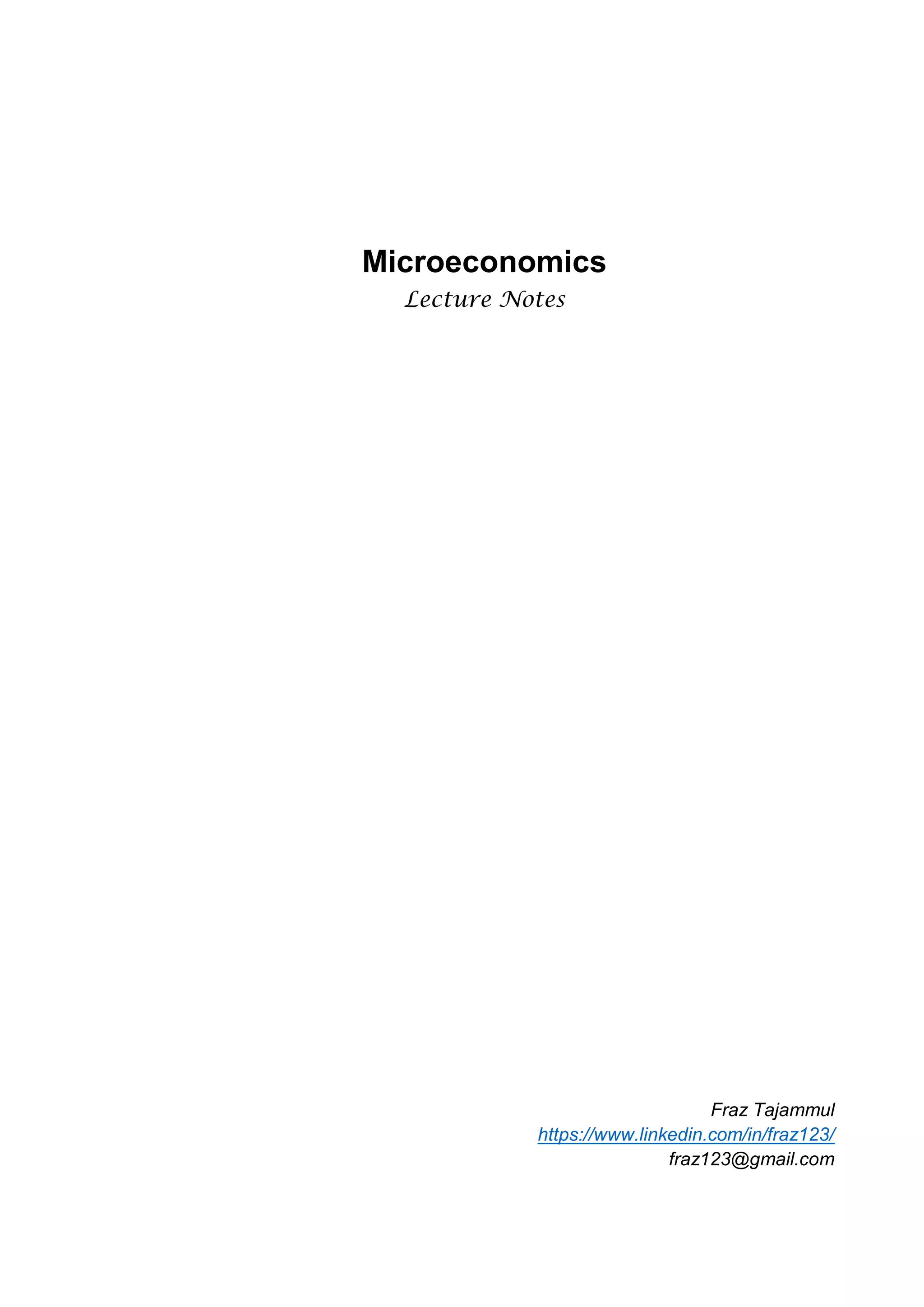 Microeconomics lecture notes | PDF