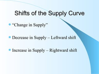 what type of shift would a decrease of the supply... Micro economics slides | PPT