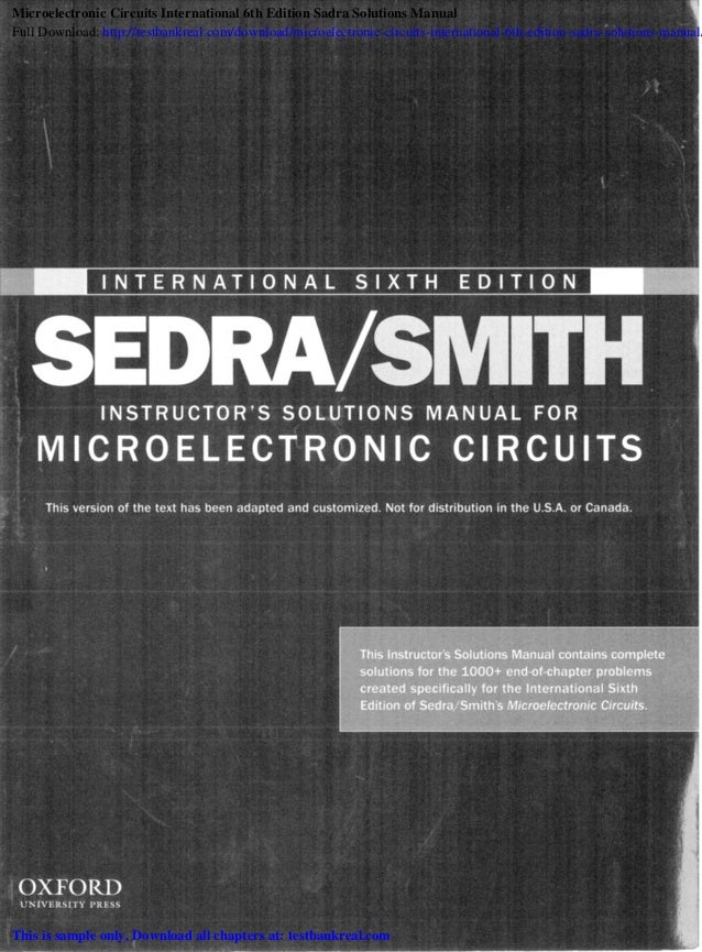 Microelectronic Circuits International 6th Edition Sadra Solutions Ma