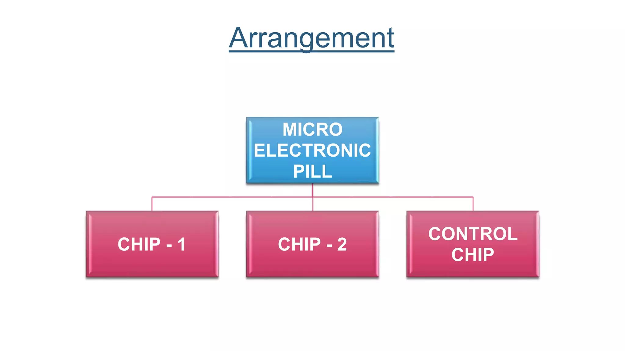 MICRO
ELECTRONIC
PILL
CHIP - 1 CHIP - 2
CONTROL
CHIP
Arrangement
 
