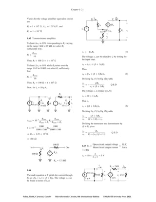Microelectronics Problems Solutions for Problems in Microelectronic Circuits, 8th International ...