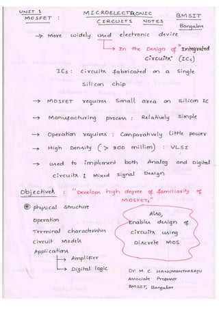 Microelectronic Circuits (10EC63) Notes for Visvesvaraya Technological University Syllabus