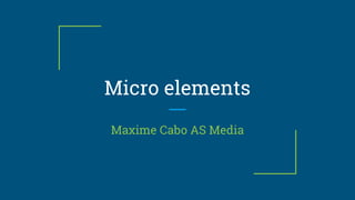 Micro elements
Maxime Cabo AS Media
 
