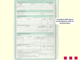 Formulario 460/F (dorso)
de Inscripción en AFIP de
     personas físicas
 