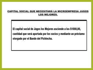 CAPITAL SOCIAL QUE NECESITARÁ LA MICROEMPRESA JUGOS
LOS MEJORES.
 