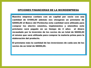 OPCIONES FINANCIERAS DE LA MICROEMPRESA
 