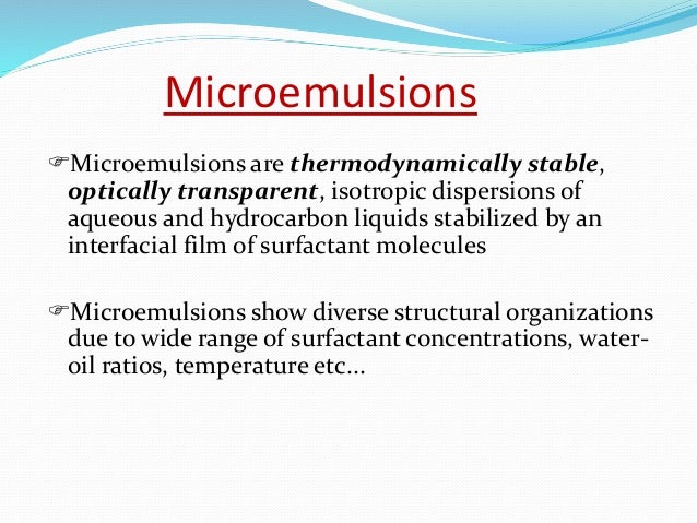 Micro Emulsions And Multiple Emulsions