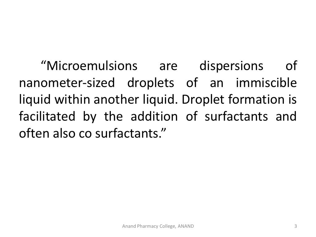 Microemulsion and Self Emulsification System