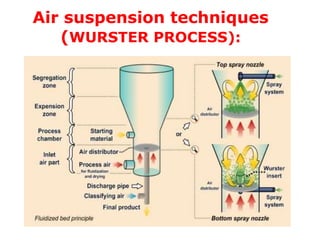 Air suspension techniques
(WURSTER PROCESS):
 