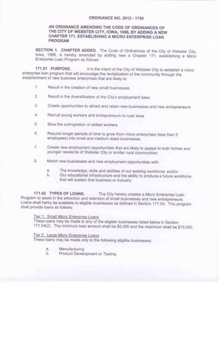 Micro Enterprise Loan Program