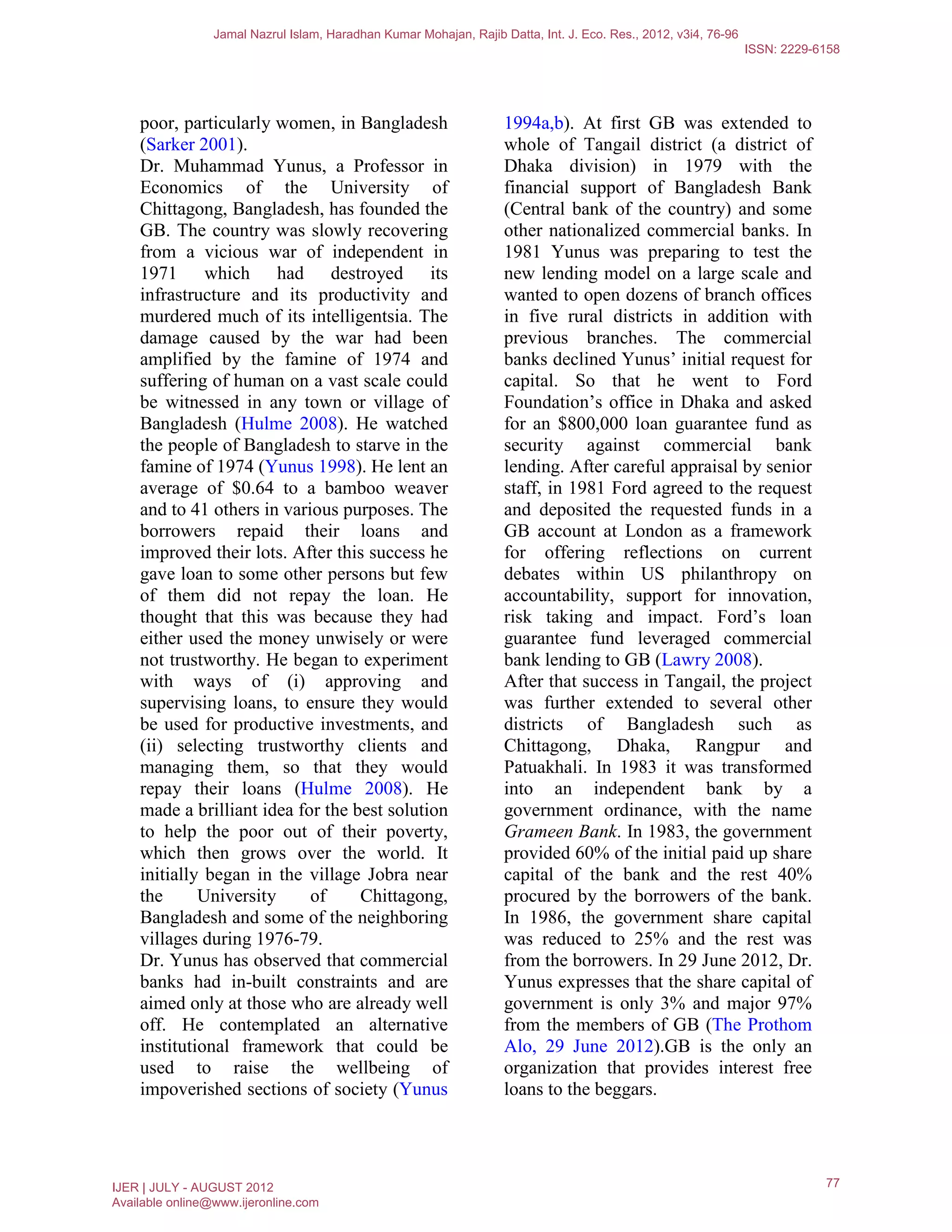 Aspects Of Microfinance System Of Grameen Bank Of Bangladesh Pdf