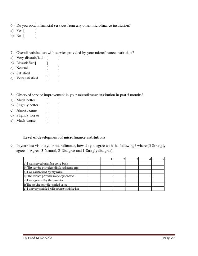 Microfinance research proposal