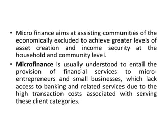 Micro finance and rural banking | PPTX