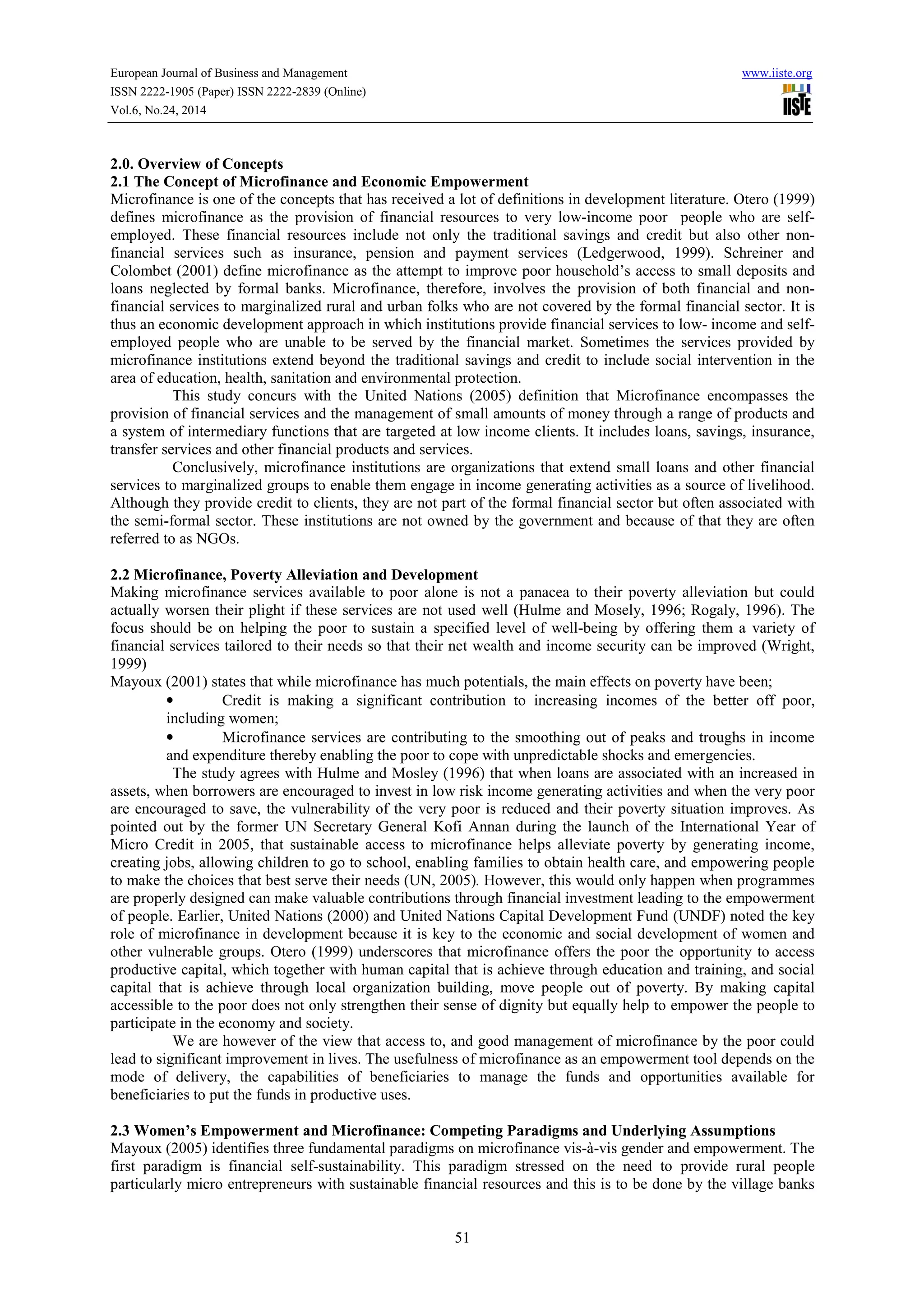 Microfinance and rural women empowerment in the kpandai district of ...