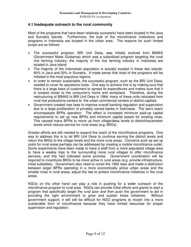 Microfinance in indonesia Microfinance in indonesia