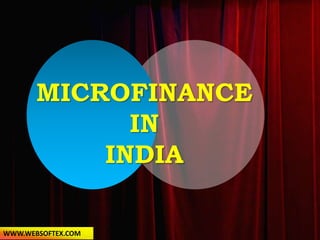 MICROFINANCE
IN
INDIA
WWW.WEBSOFTEX.COM
 