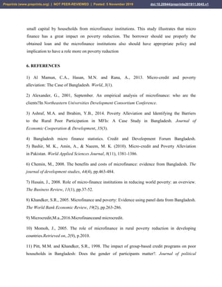 Contribution of Micro Finance on Poverty Alleviation in Bangladesh | PDF