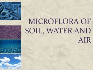 MICROFLORA OF
SOIL, WATER AND
AIR
 