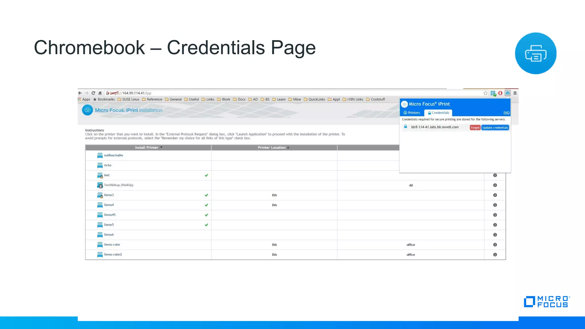 30
Chromebook – Credentials Page
 