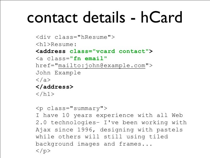 microformats hresume
