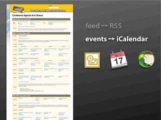 feed ➙ RSS
events ➙ iCalendar
 