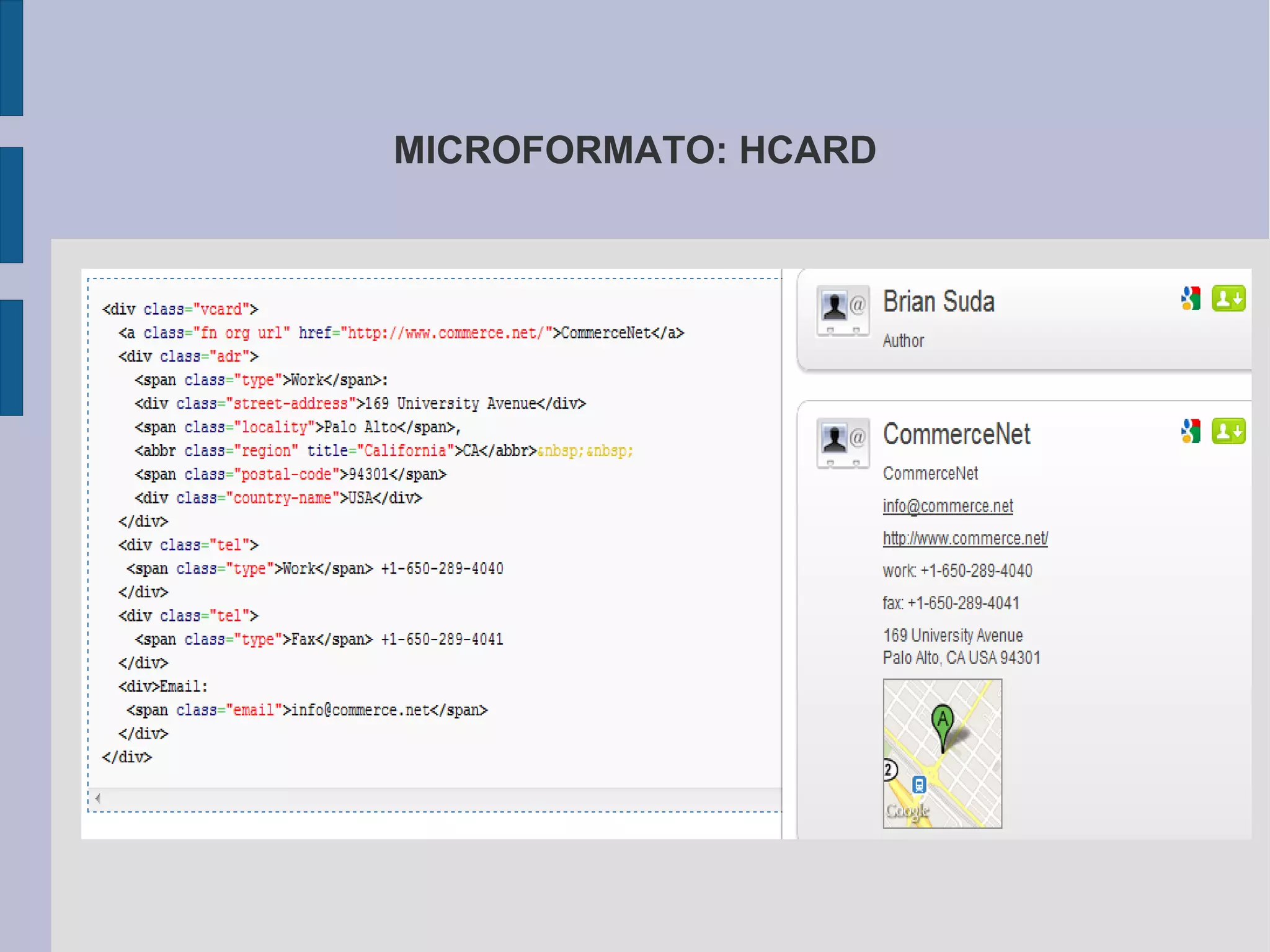 MICROFORMATO: HCARD
 