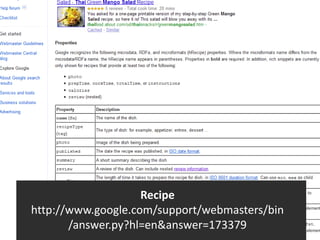 Recipe
http://www.google.com/support/webmasters/bin
       /answer.py?hl=en&answer=173379
 