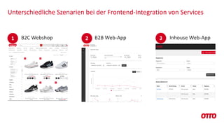 Unterschiedliche Szenarien bei der Frontend-Integration von Services
31 2B2C Webshop B2B Web-App Inhouse Web-App
 