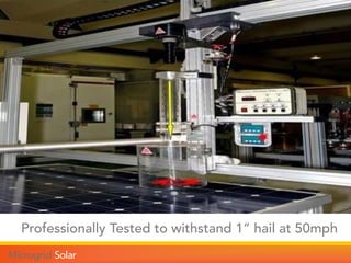 Professionally Tested to withstand 1” hail at 50mph
 