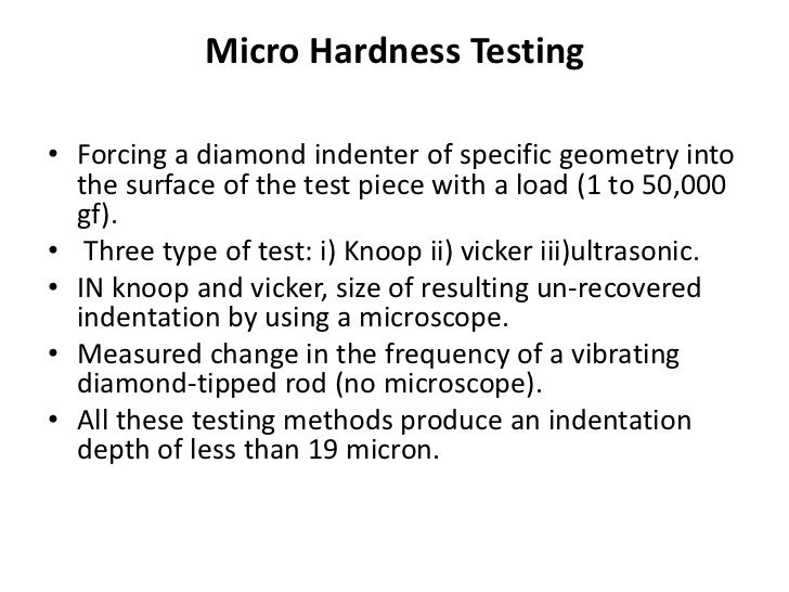 Micro hardness testing