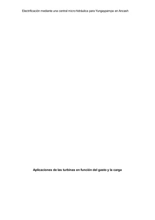 Electrificación mediante una central micro hidráulica para Yungaypampa en Ancash
Aplicaciones de las turbinas en función del gasto y la carga
 