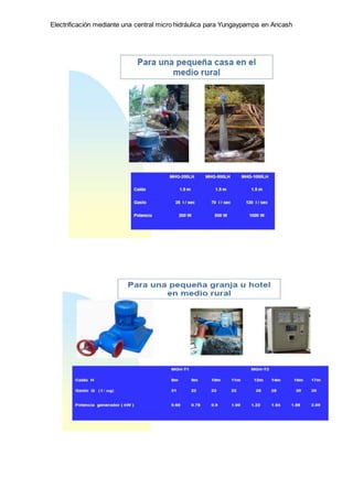 Electrificación mediante una central micro hidráulica para Yungaypampa en Ancash
 