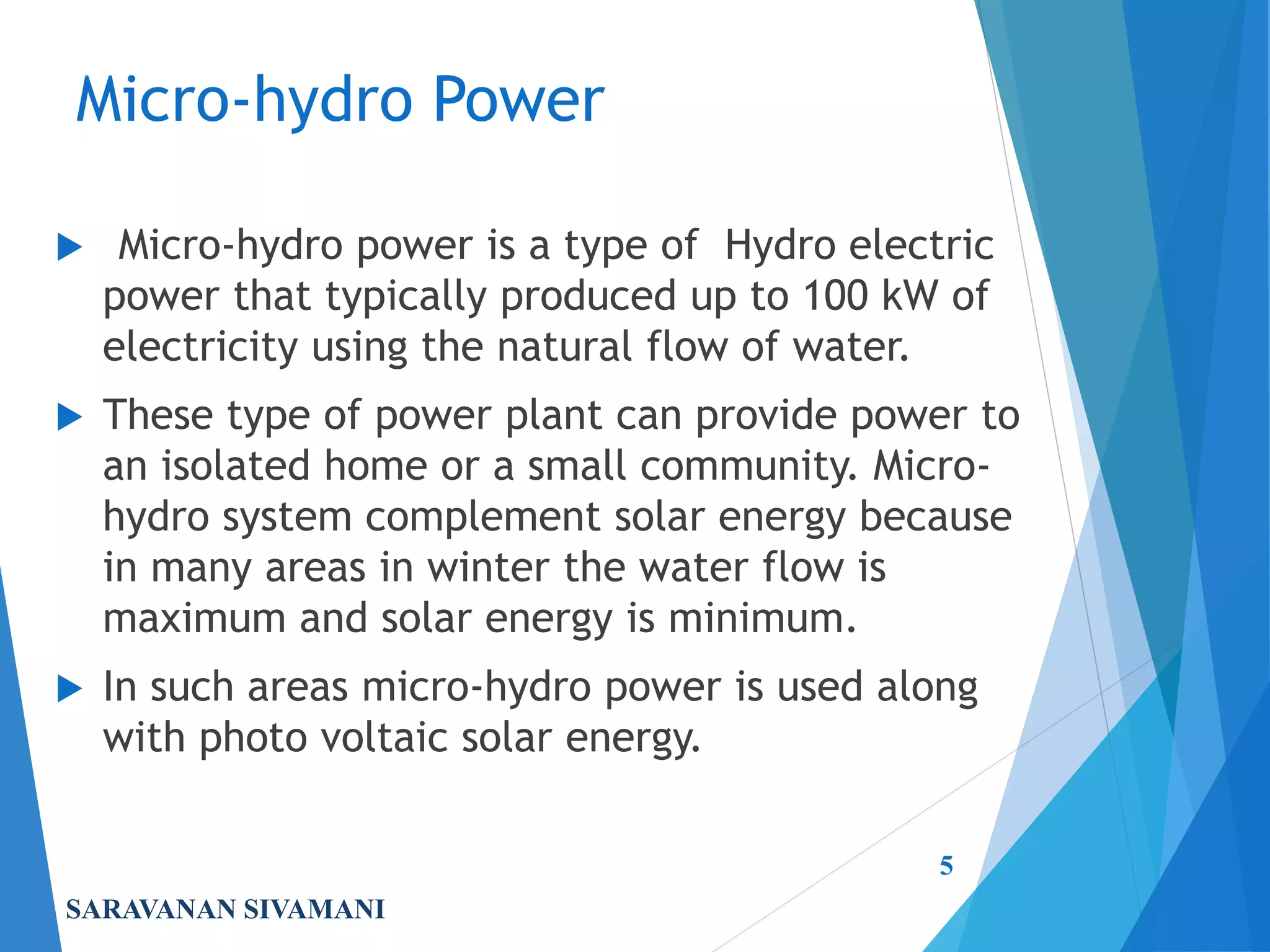Micro hydro power plant | PPTX