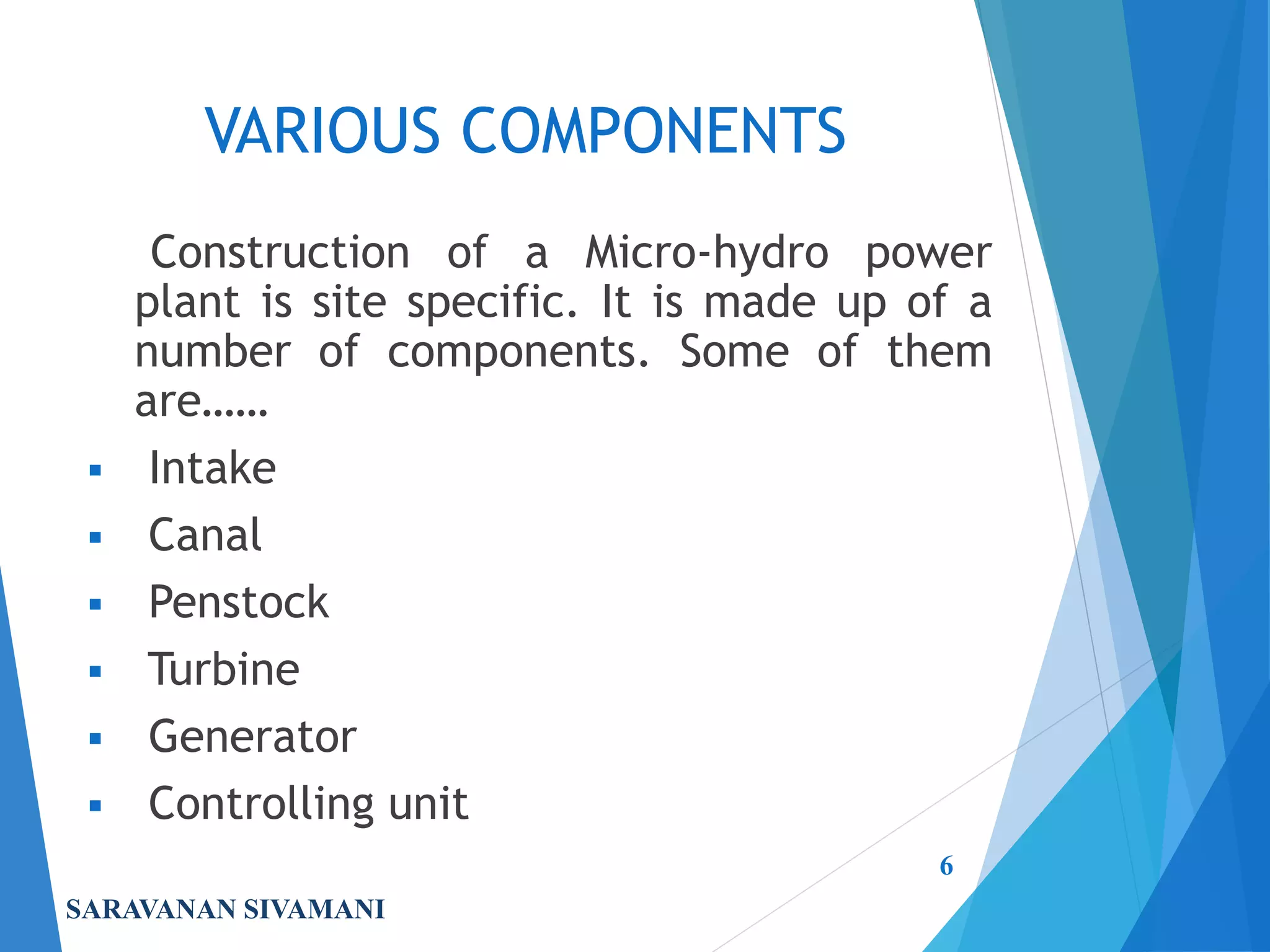Micro hydro power plant | PPTX