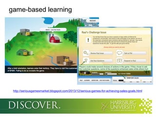 game-based learning

http://seriousgamesmarket.blogspot.com/2013/12/serious-games-for-achieving-sales-goals.html

 