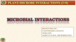 PRESENTING BY :
Y.SANTHOSHI LAVANYA
2020611005
AGRICULTURAL MICROBIOLOGY
 