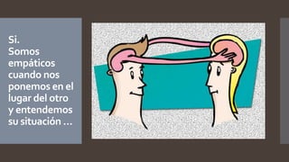 Si.
Somos
empáticos
cuando nos
ponemos en el
lugar del otro
y entendemos
su situación …
 