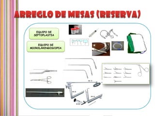 EQUIPO DE
SEPTOPLASTIA
EQUIPO DE
MICROLARINGOSCOPIA
 