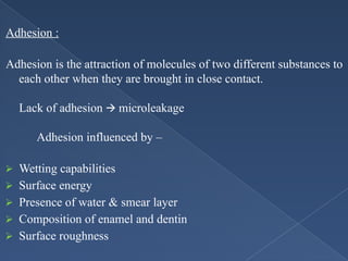 Smearing Adhesion Example Microleakage-Seminar-Undergraduate Lecture | PPTX