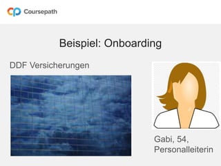 Beispiel: Onboarding
Gabi, 54,
Personalleiterin
DDF Versicherungen
 