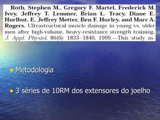 Metodologia 3 séries de 10RM dos extensores do joelho 