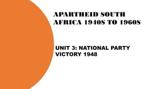 GRADE 11 HISTORY SLIDES ON APARTHEID SOUTH AFRICA . | PPTX